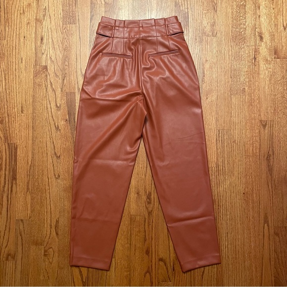 NWOT Ann Taylor The Faux Leather Paperbag Ankle Pants in Morrocan Spice Size 00 - Picture 8 of 15